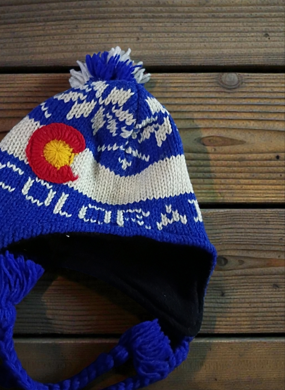 Colorado Flag Crochet Beanie 100% Wool Outer Rising International Large Ski